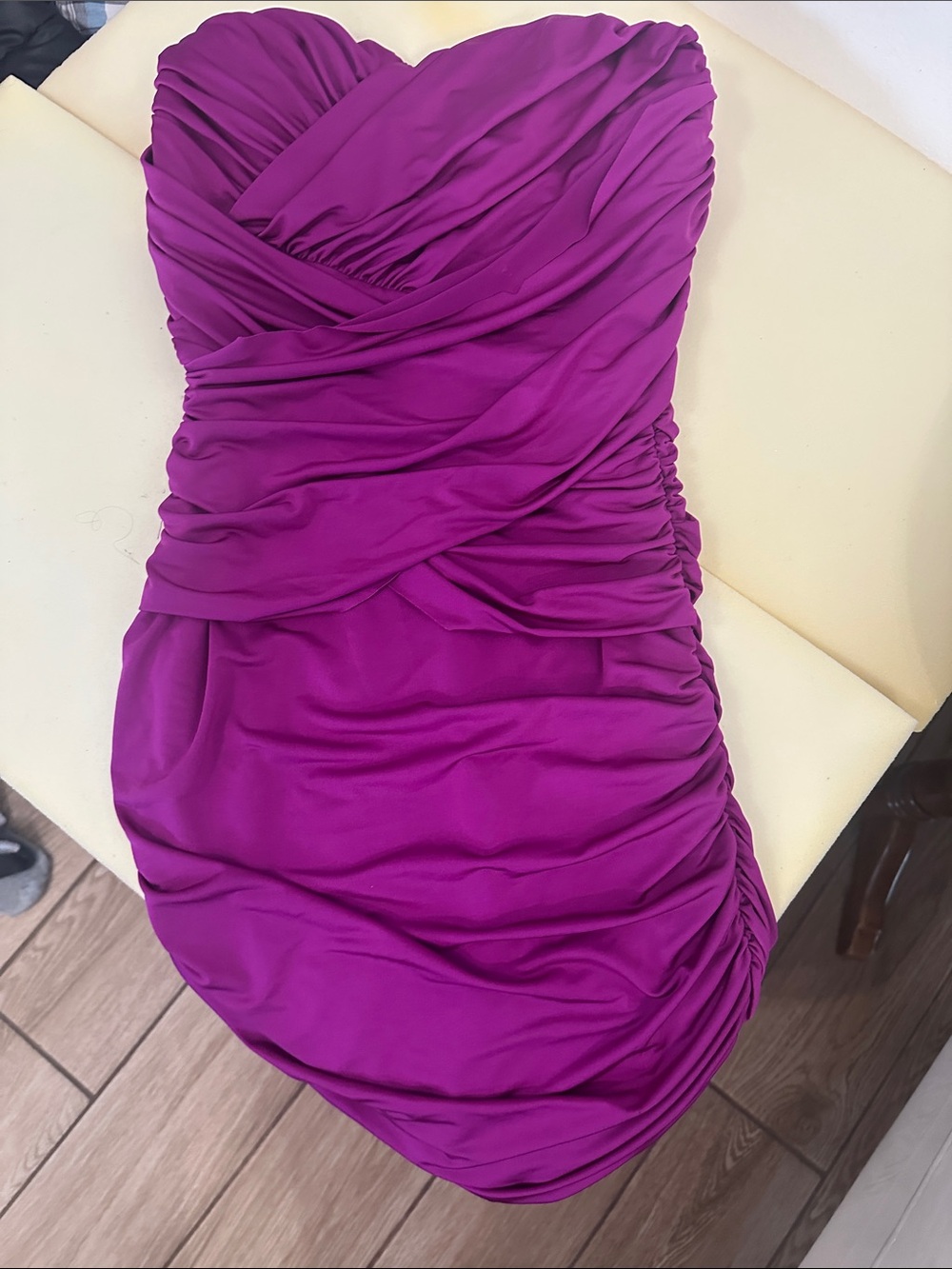 Arden B Strapless Ruched Magenta Cocktail Dress